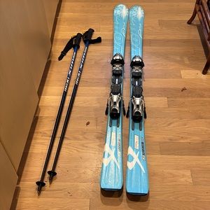 Women VOLKL ATTIVA Downhill Skis 156 CM. Market Bindings, Swix Poles 115cm